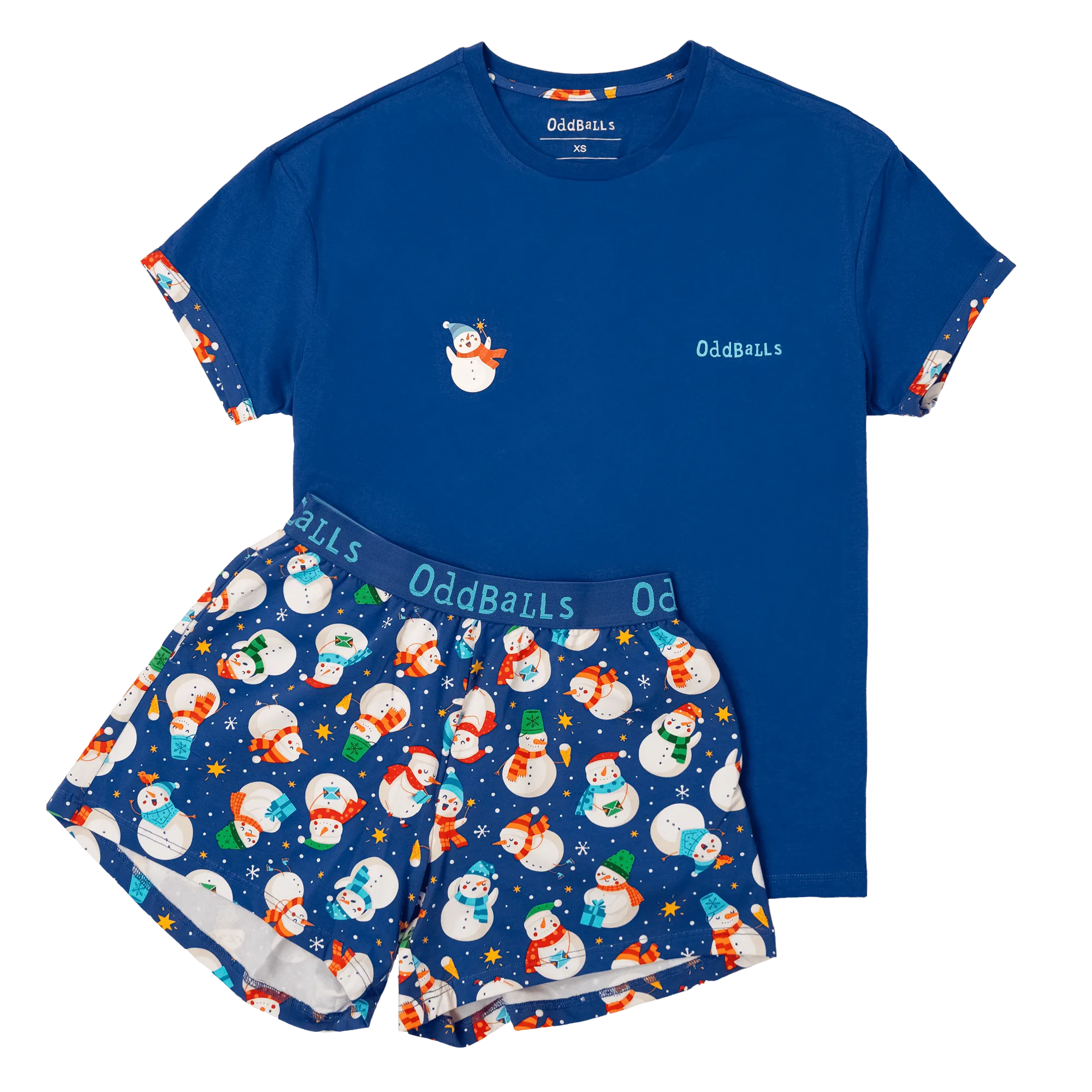 Womens Short Pyjamas - Snowman - Shorts & T-Shirt