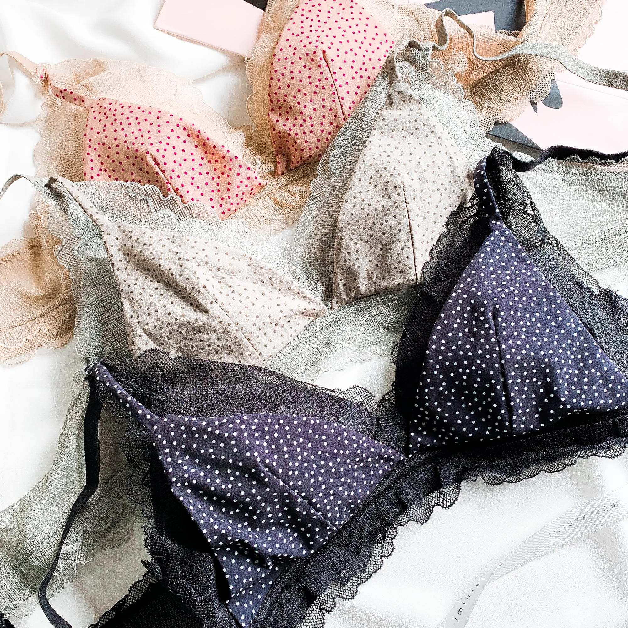 You Glow! Mini Polka Dots Bralette in Grey (Size S & M Only)