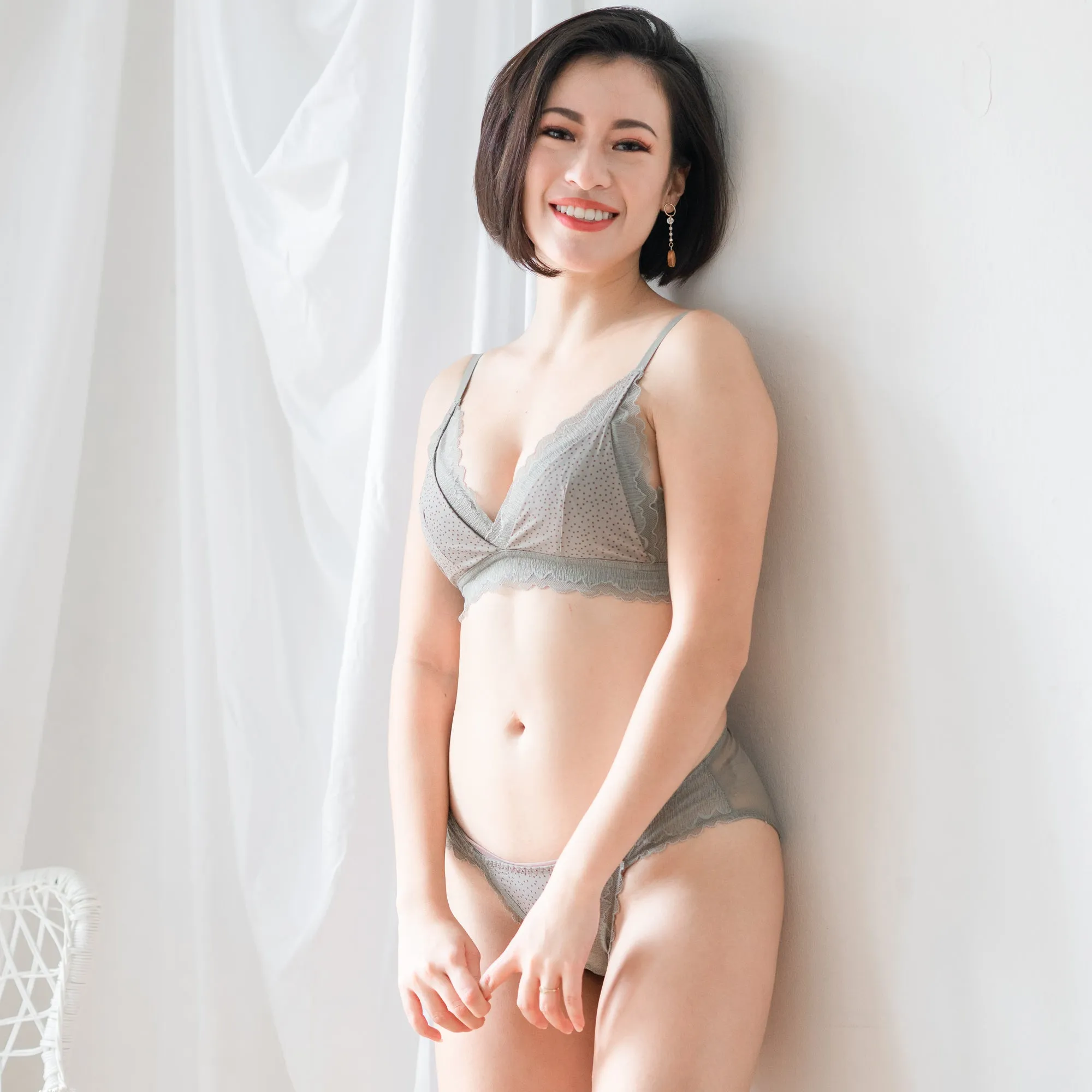 You Glow! Mini Polka Dots Bralette in Grey (Size S & M Only)