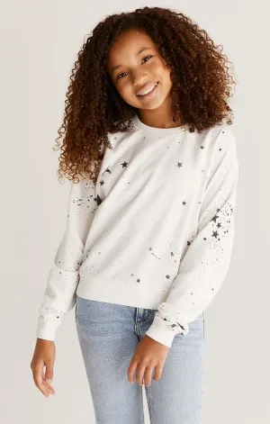 Z Supply Girls Splatter Star Sweatshirt - White