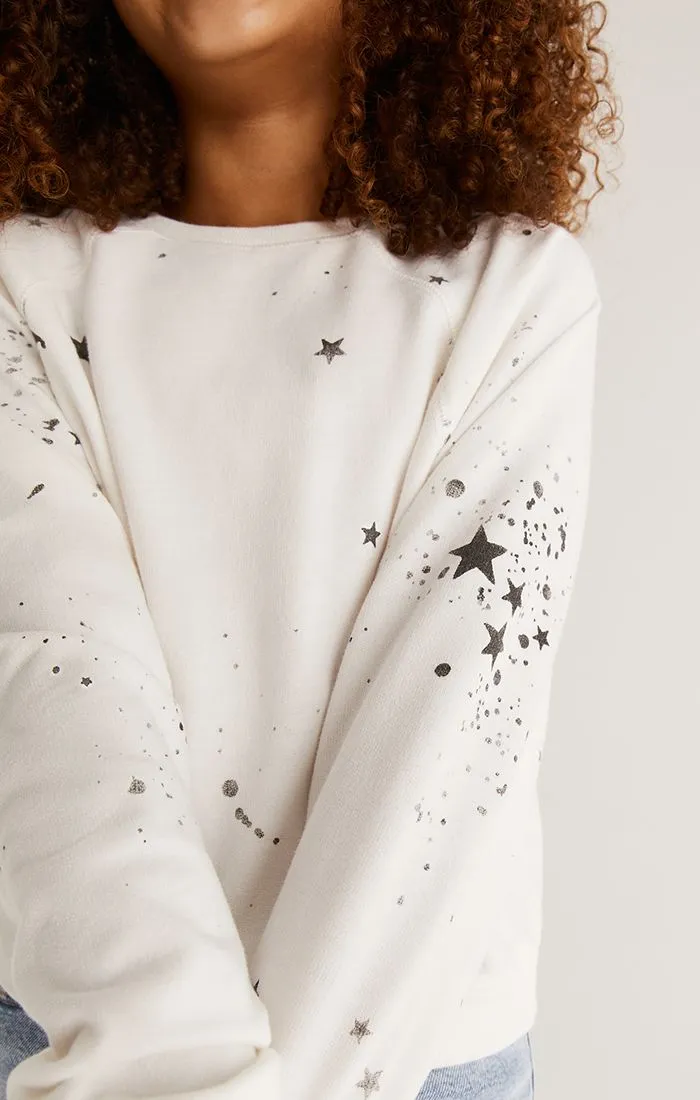Z Supply Girls Splatter Star Sweatshirt - White