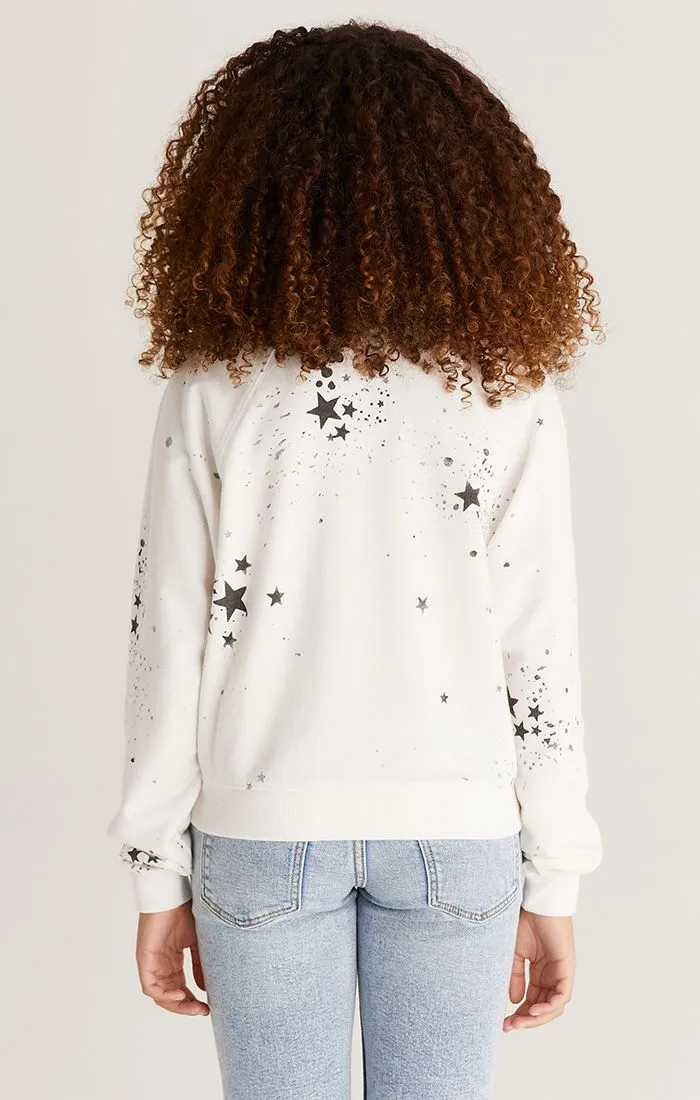 Z Supply Girls Splatter Star Sweatshirt - White